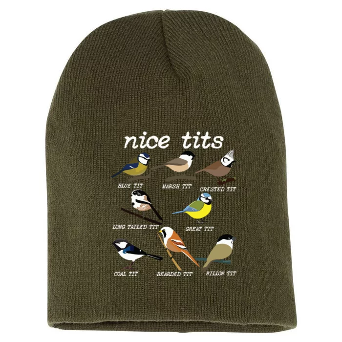 Funny Tit Birds Birdwatcher Short Acrylic Beanie