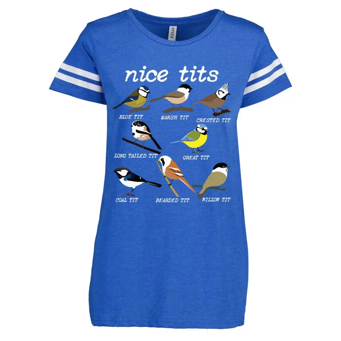 Funny Tit Birds Birdwatcher Enza Ladies Jersey Football T-Shirt