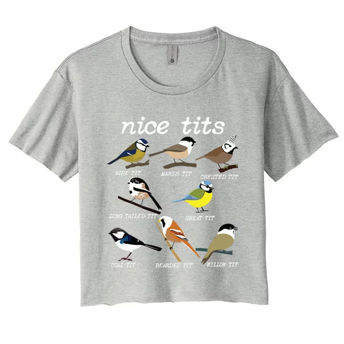 Funny Tit Birds Birdwatcher Women's Crop Top Tee