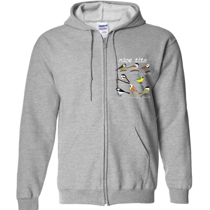 Funny Tit Birds Birdwatcher Full Zip Hoodie