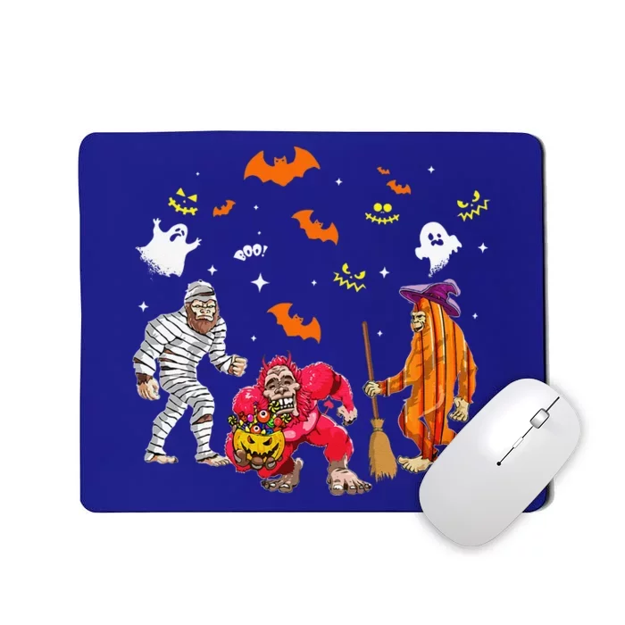 Funny Three Bigfoots Bigfoot Halloween Pumpkin Mousepad