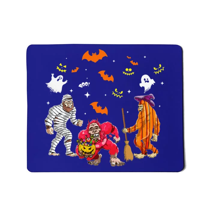 Funny Three Bigfoots Bigfoot Halloween Pumpkin Mousepad