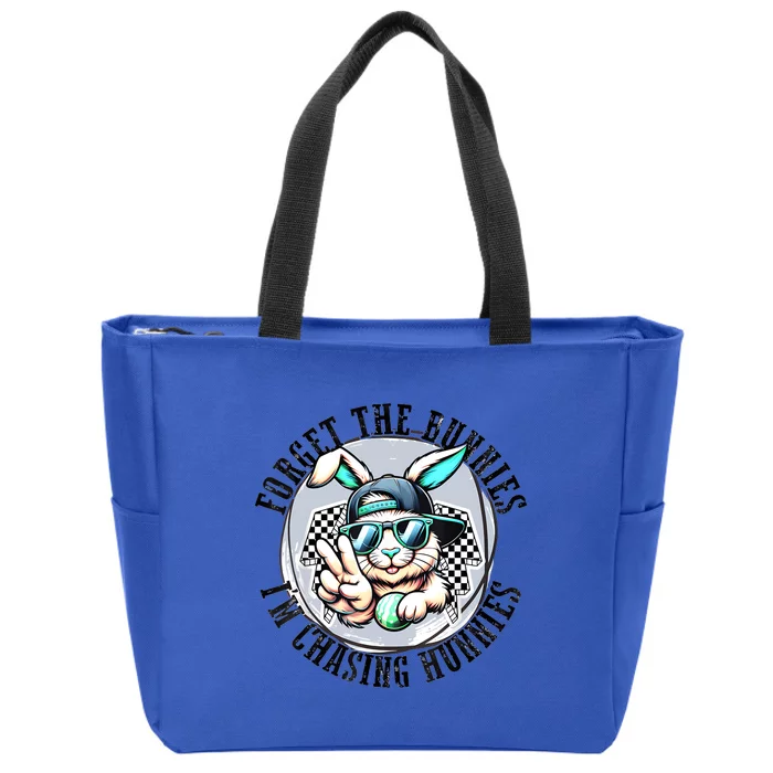 Forget The Bunnies Im Chasing Hunnies Easter Bunny Zip Tote Bag