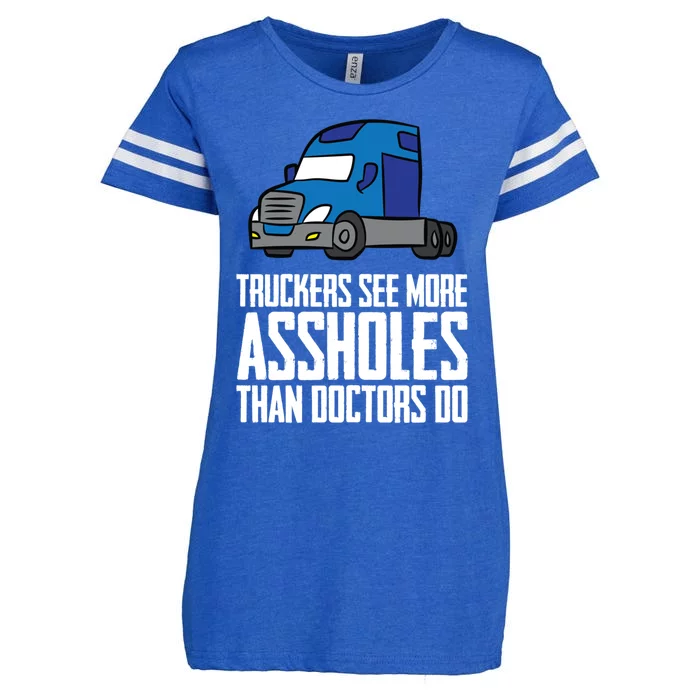 Funny Trucker Big Rig Semi Trailer Truck Driver Great Gift Enza Ladies Jersey Football T-Shirt