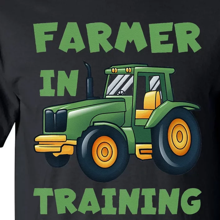 Funny Tractor Boy Farmer In Training Tractor Tall T-Shirt