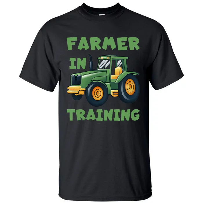 Funny Tractor Boy Farmer In Training Tractor Tall T-Shirt