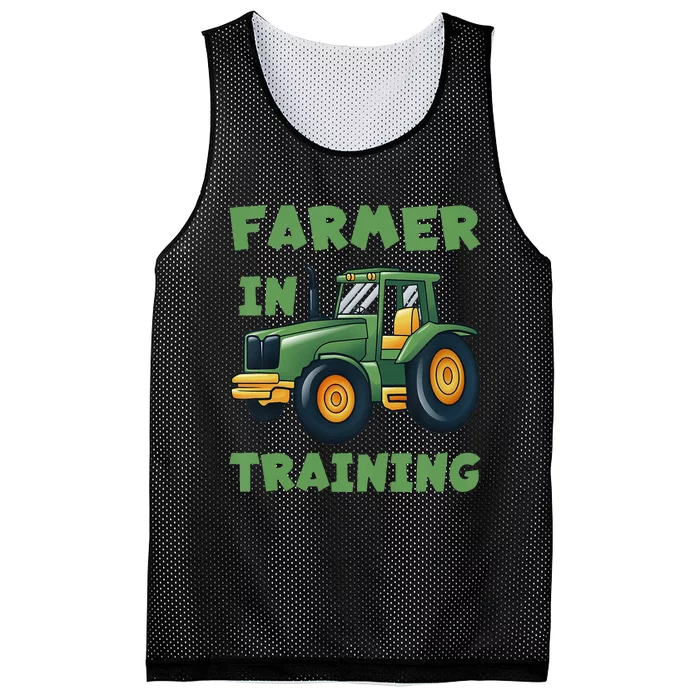 Funny Tractor Boy Farmer In Training Tractor Mesh Reversible Basketball Jersey Tank