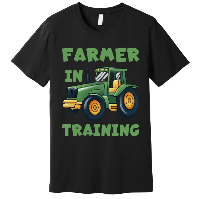 Funny Tractor Boy Farmer In Training Tractor Premium T-Shirt