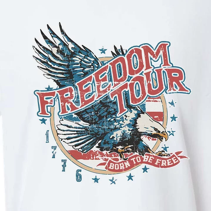 Freedom Tour Born To Be Free 4th Of July 1776 Eagle USA Flag Sueded Cloud Jersey T-Shirt