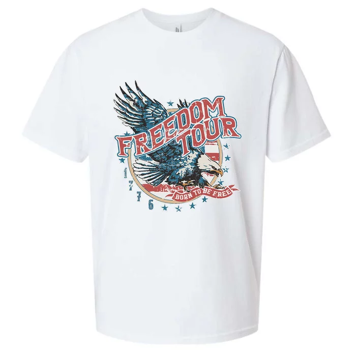 Freedom Tour Born To Be Free 4th Of July 1776 Eagle USA Flag Sueded Cloud Jersey T-Shirt