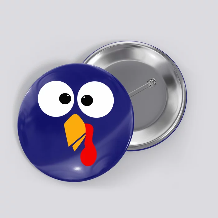 Funny Turkey Bird Chicken Face Thanksgiving Turkey Trot Run Gift Button