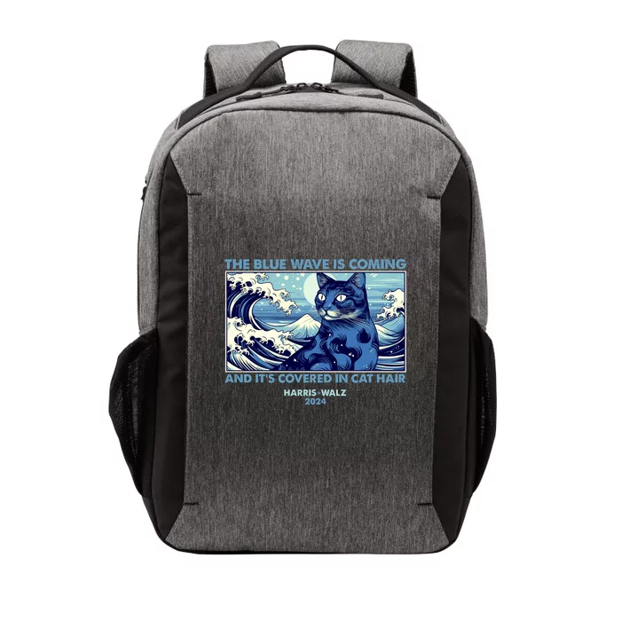 Funny The Blue Wave Is Coming And Its Covered In Cat Hair Harris Walz 2024 Vector Backpack