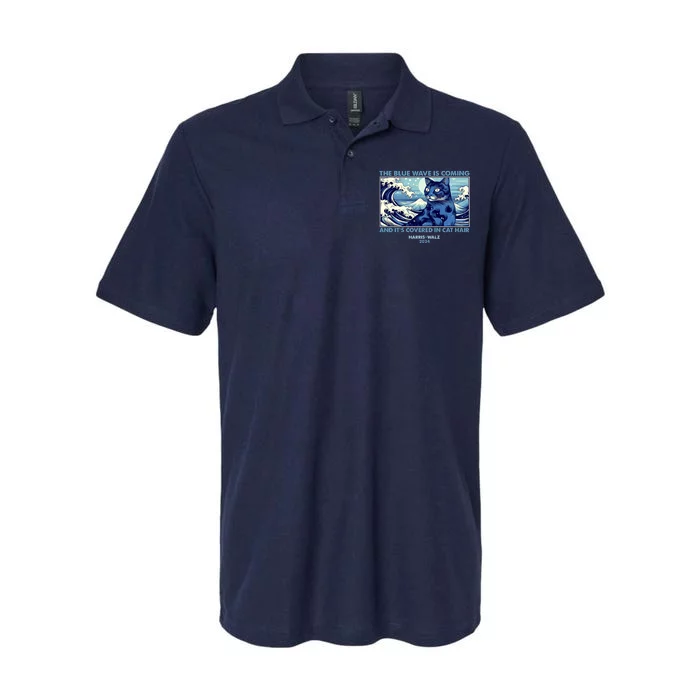 Funny The Blue Wave Is Coming And Its Covered In Cat Hair Harris Walz 2024 Softstyle Adult Sport Polo