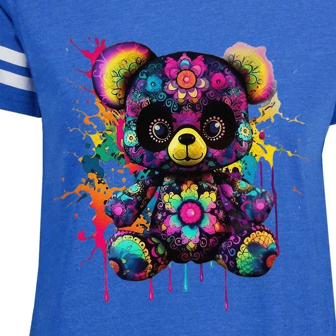 Funny Teddy Bear Hip Hop Colorful Enza Ladies Jersey Football T-Shirt