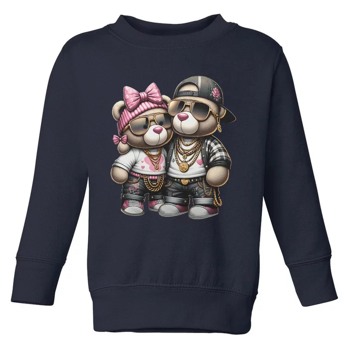 Funny Teddy Bear Hip Hop Colorful Toddler Sweatshirt