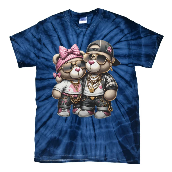 Funny Teddy Bear Hip Hop Colorful Tie-Dye T-Shirt