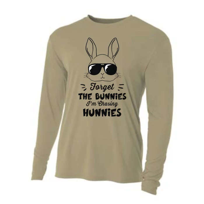 Forget The Bunnies I'm Chasing Hunnies Funny Easter Cooling Performance Long Sleeve Crew