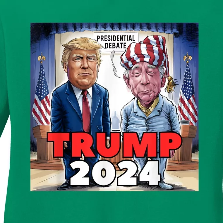 Funny Trump Biden Presidential Election Debate 2024 Ladies Long Sleeve Shirt