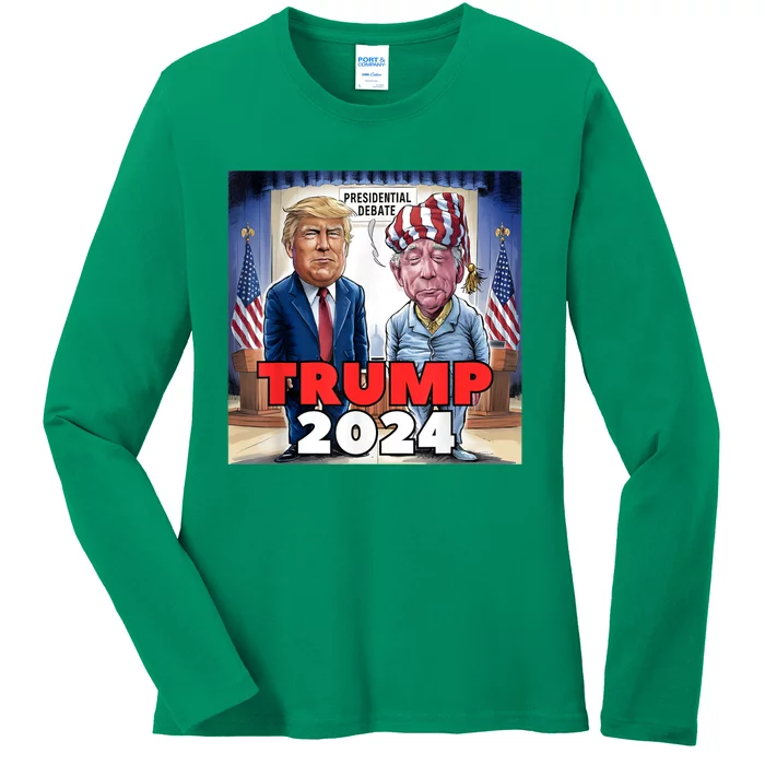 Funny Trump Biden Presidential Election Debate 2024 Ladies Long Sleeve Shirt