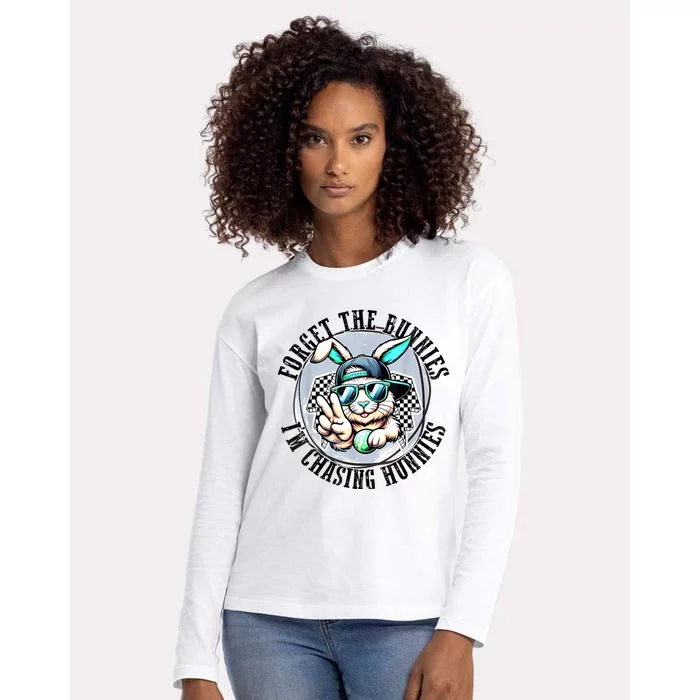 Forget The Bunnies IM Chasing Hunnies Easter Bunny Boy Womens Cotton Relaxed Long Sleeve T-Shirt