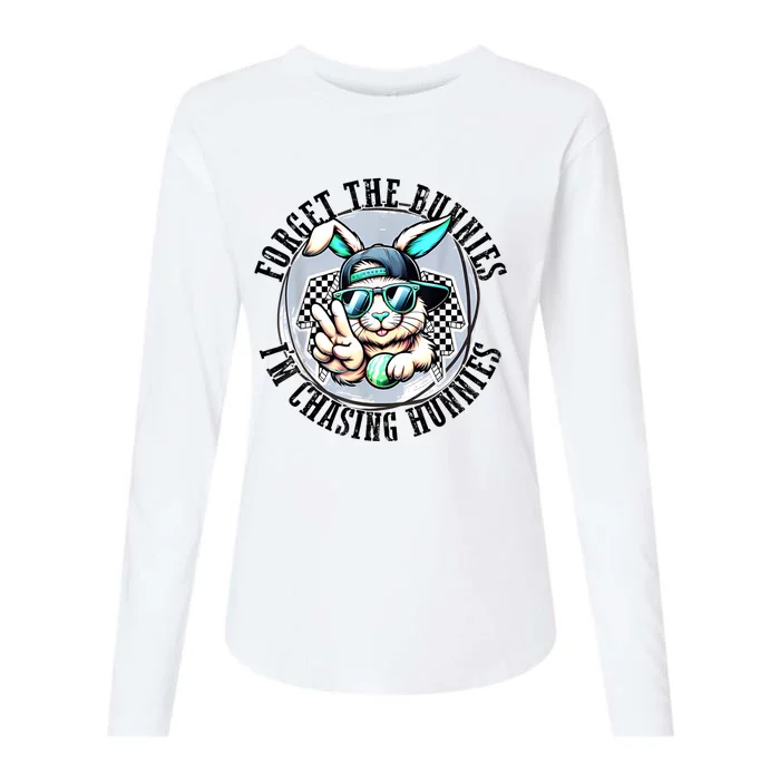 Forget The Bunnies IM Chasing Hunnies Easter Bunny Boy Womens Cotton Relaxed Long Sleeve T-Shirt