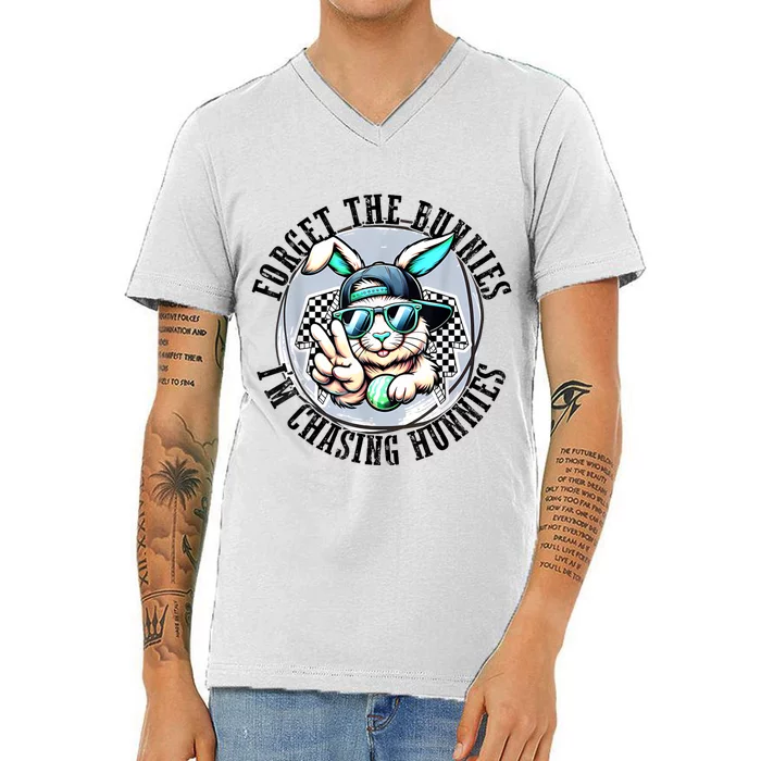 Forget The Bunnies IM Chasing Hunnies Easter Bunny Boy V-Neck T-Shirt