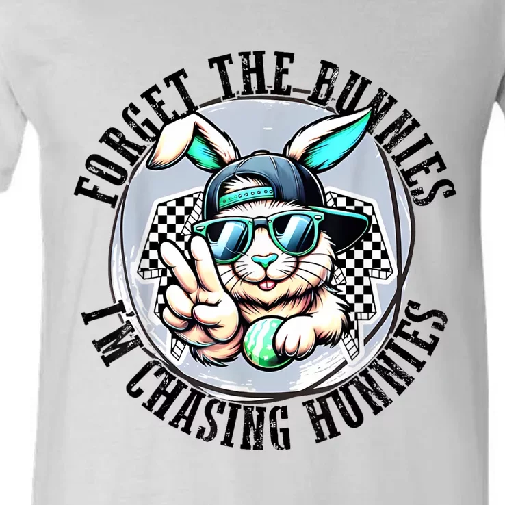 Forget The Bunnies IM Chasing Hunnies Easter Bunny Boy V-Neck T-Shirt