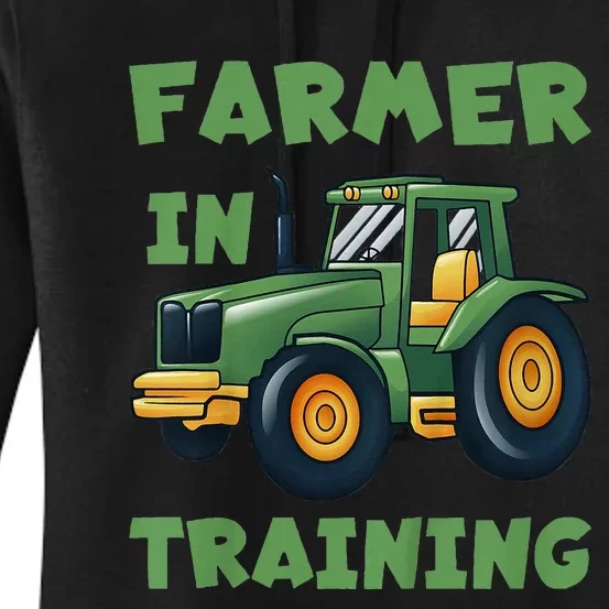 Funny Tractor Boy Farmer In Training Tractor Graphic Women's Pullover Hoodie