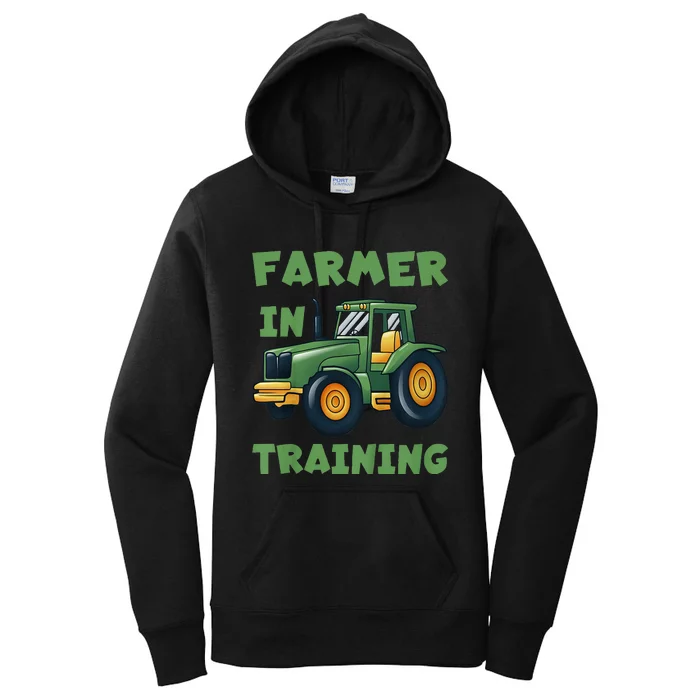 Funny Tractor Boy Farmer In Training Tractor Graphic Women's Pullover Hoodie