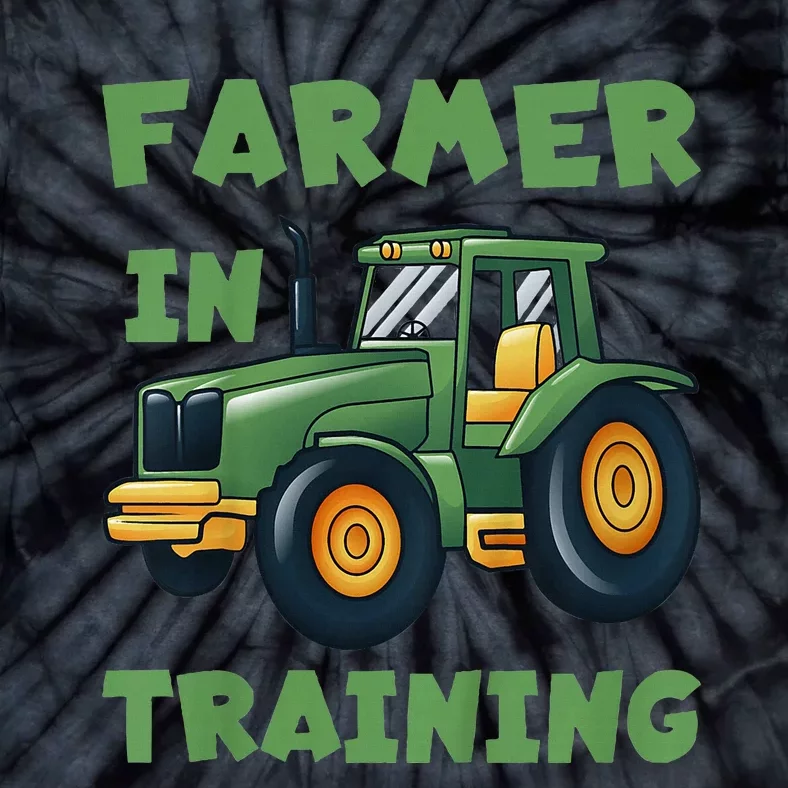 Funny Tractor Boy Farmer In Training Tractor Graphic Tie-Dye T-Shirt