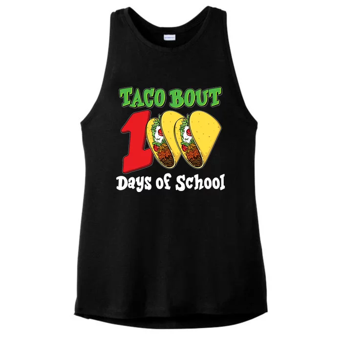 Funny Taco Bout 100 Days Of School Ladies Tri-Blend Wicking Tank