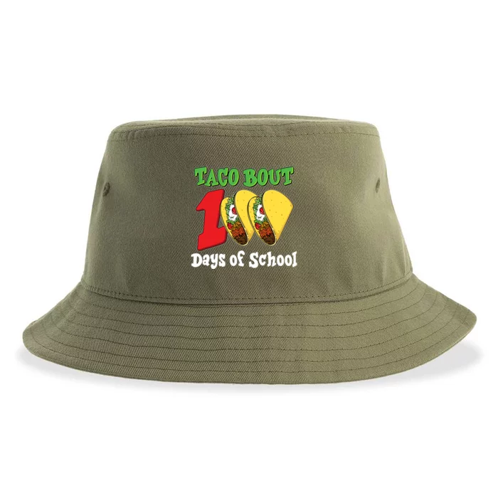 Funny Taco Bout 100 Days Of School Sustainable Bucket Hat