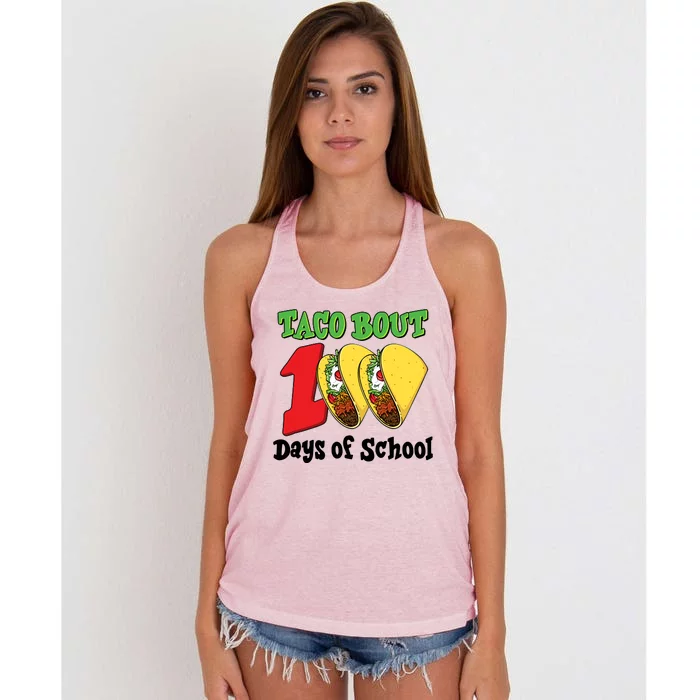 Funny Taco Bout 100 Days Of School Women's Knotted Racerback Tank