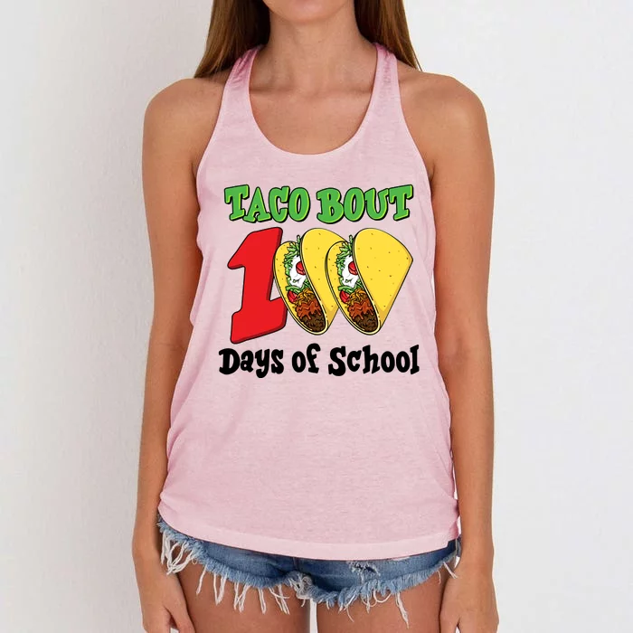 Funny Taco Bout 100 Days Of School Women's Knotted Racerback Tank