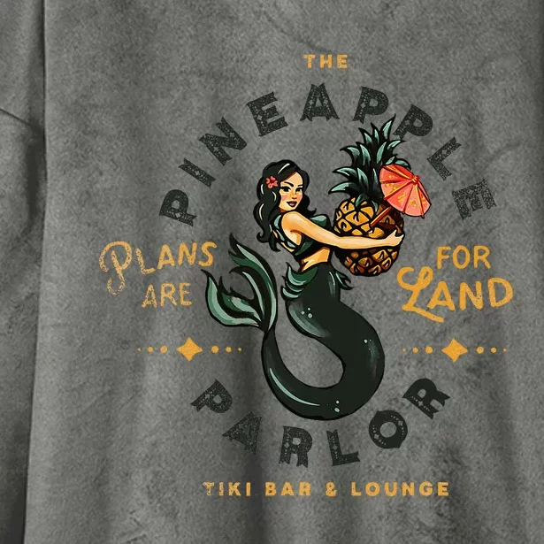 Fun Tiki Bar Tattoo Pinup Tropical Pineapple Sailor Mermaid Hooded Wearable Blanket