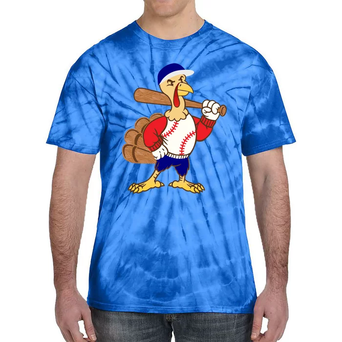 Funny Thanksgiving Baseball Turkey Gift Tie-Dye T-Shirt