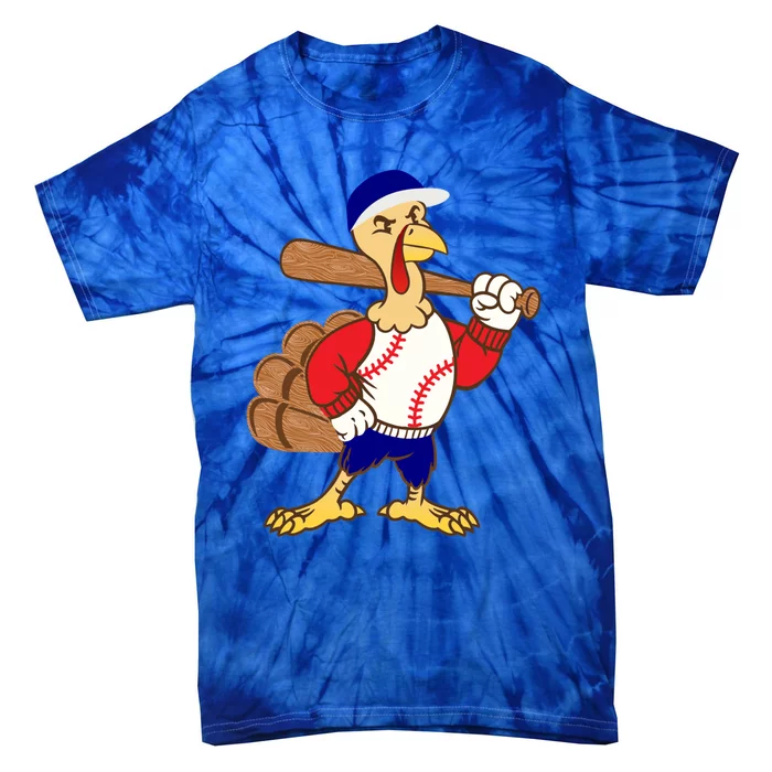 Funny Thanksgiving Baseball Turkey Gift Tie-Dye T-Shirt