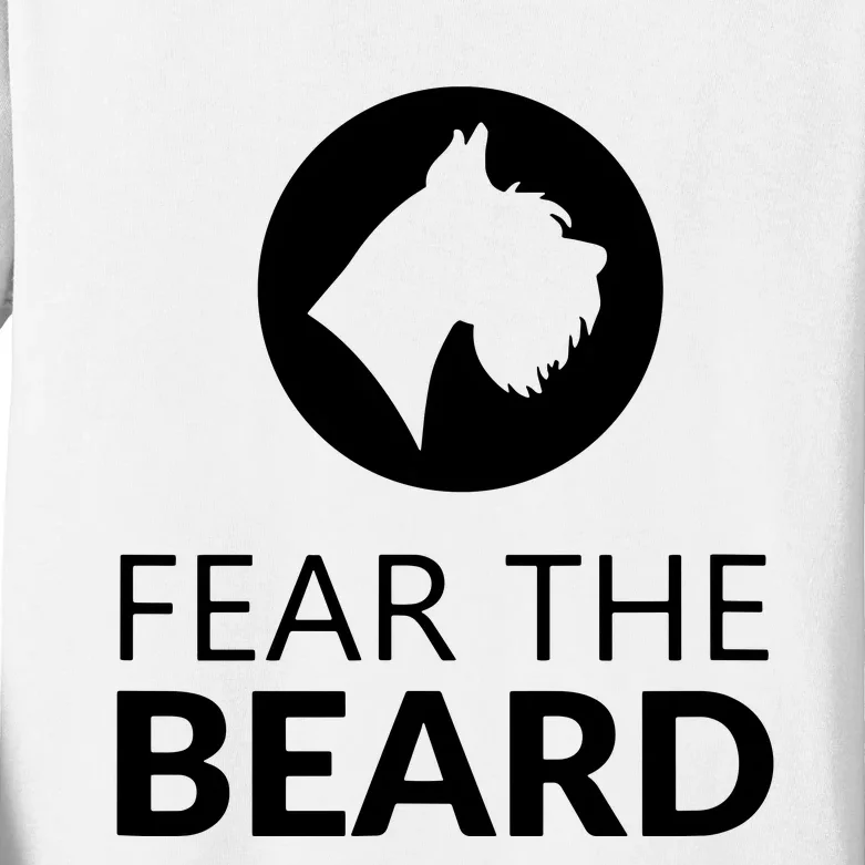 Fear The Beard Funny Schnauzer Lover Kids Long Sleeve Shirt