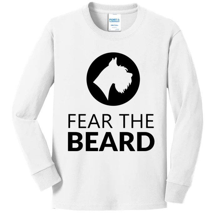 Fear The Beard Funny Schnauzer Lover Kids Long Sleeve Shirt