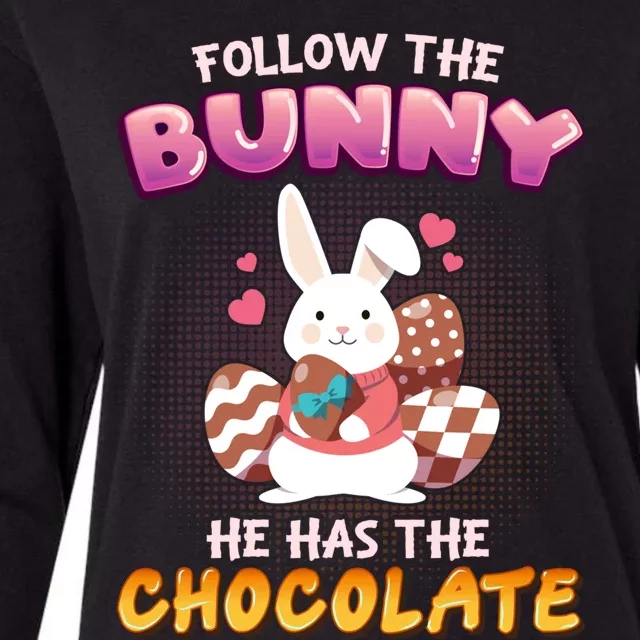 Follow The Bunny He Has The Chocolate Gift Easter Bunny Great Gift Womens Cotton Relaxed Long Sleeve T-Shirt