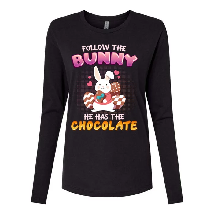 Follow The Bunny He Has The Chocolate Gift Easter Bunny Great Gift Womens Cotton Relaxed Long Sleeve T-Shirt