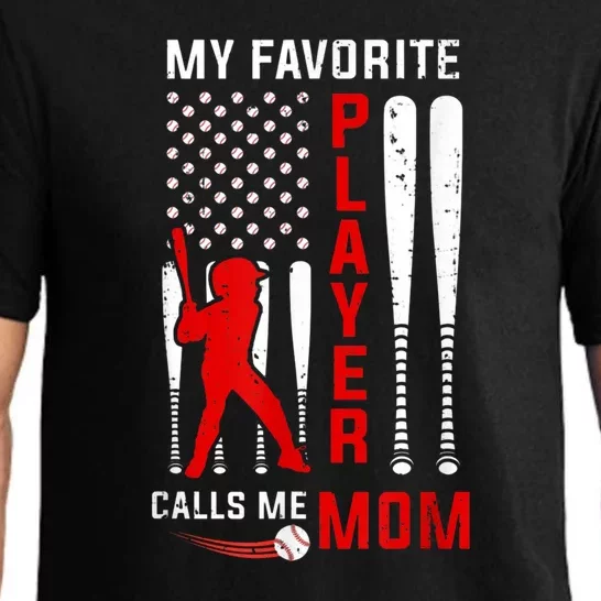 Favorite Tee Ball Player Calls Me Mom Usa Flag Mother's Day Pajama Set