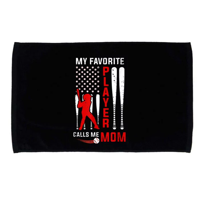 Favorite Tee Ball Player Calls Me Mom Usa Flag Mother's Day Microfiber Hand Towel