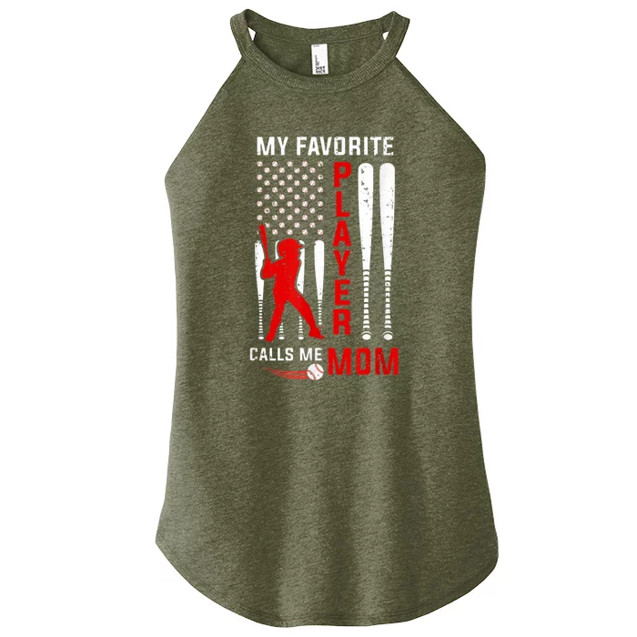 Favorite Tee Ball Player Calls Me Mom Usa Flag Mother's Day Women’s Perfect Tri Rocker Tank