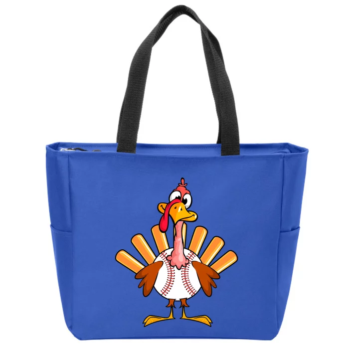 Funny Turkey Baseball Player Thanksgiving Day Baseball Lover Gift Zip Tote Bag