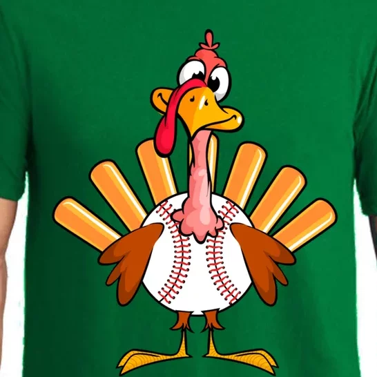 Funny Turkey Baseball Player Thanksgiving Day Baseball Lover Gift Pajama Set