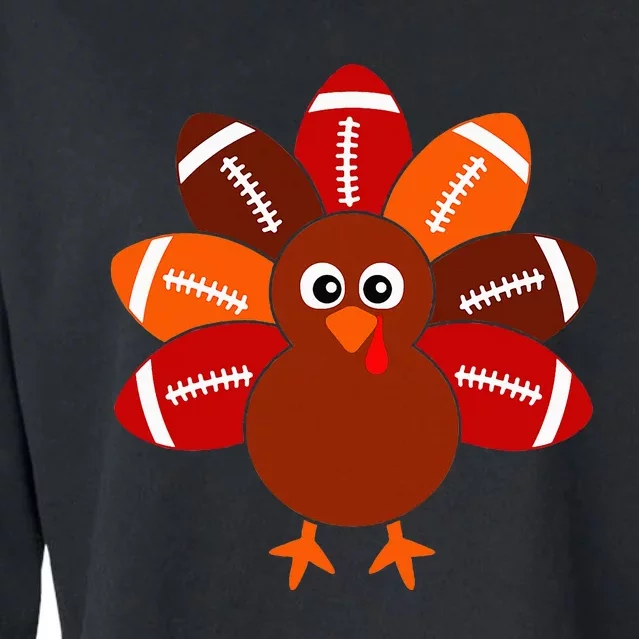 Football Turkey Balls Thanksgiving Women Cropped Pullover Crew