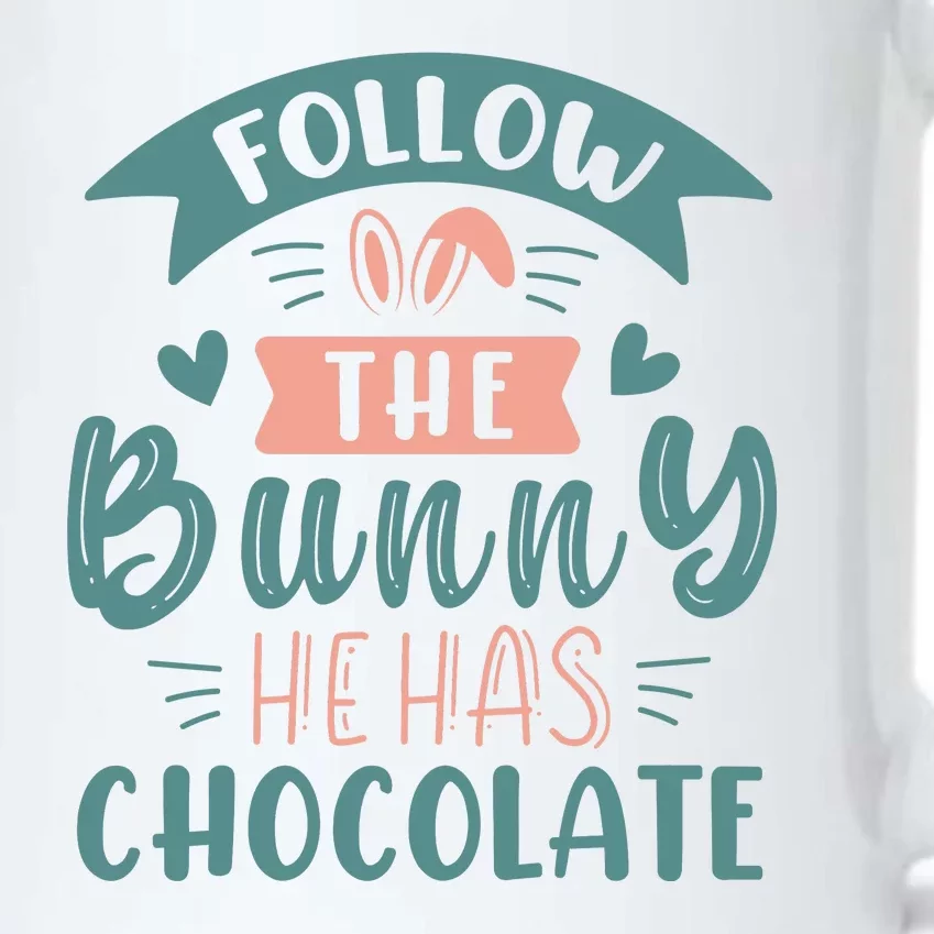 Follow The Bunny He Has Chocolate Funny Easter Black Color Changing Mug