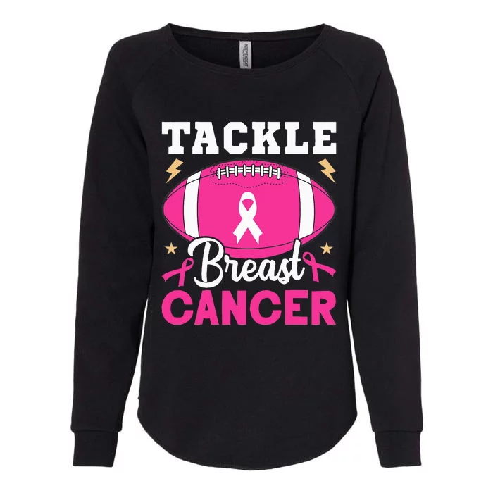 Footbal Tackle Breast Cancer Awareness Pink Ribbon October Womens California Wash Sweatshirt