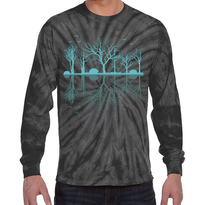 Forest Trees Birds Nature Lovers Wildlife Camping Tie-Dye Long Sleeve Shirt